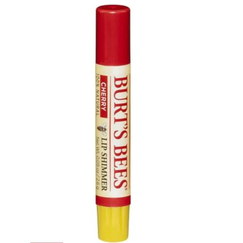 Burt's Bees Lip Shimmer Cherry 100% Natural Lip Color Moisturizing Lip Balm